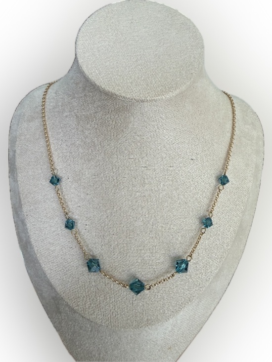 Givenchy Jewelry - Givenchy Gold Chain Necklace with Teal Blue Crystals